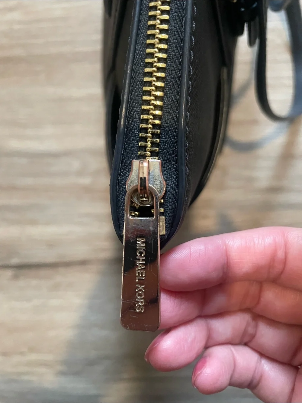 Michael Kors Black Saffiano Tote with Gold Accents